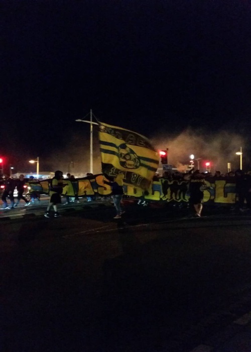 AEL Limassol fans ecstatic celebrations in Limassol after their teams triumph over Limassol rivals! (pics & video)